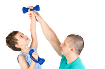 Image Of fitness coach instructing a young trainee.