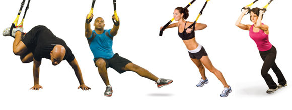 Photo of users using suspension trainers as a training tool.