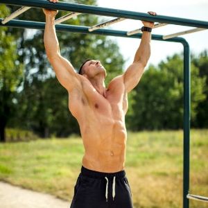 Image of a fitness client performing bodyweight exercises.